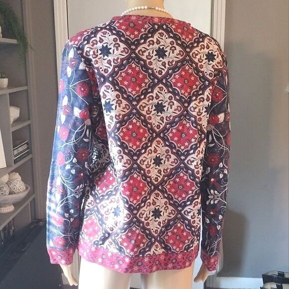 Tory Burch Women's Size Medium Cotton Tapestry Long Sleeve Crew Sweater - Picture 4 of 11